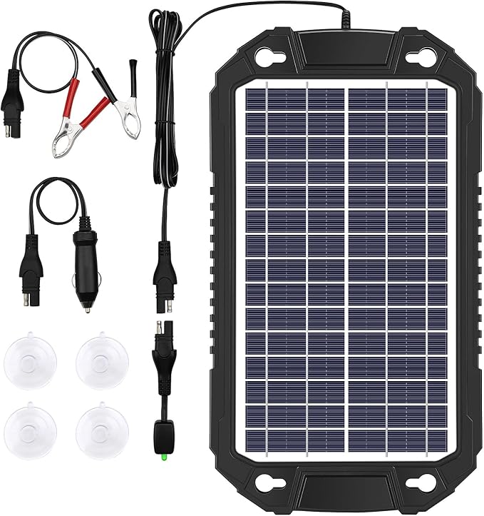 Sunway Solar Car Battery Trickle Charger &amp Maintainer 8W 12V Waterproof Solar Panel Power Charging Kit for Car Automotive RV Marine Boat Motorcycle Truck Trailer Tractor Powersports Snowmobile