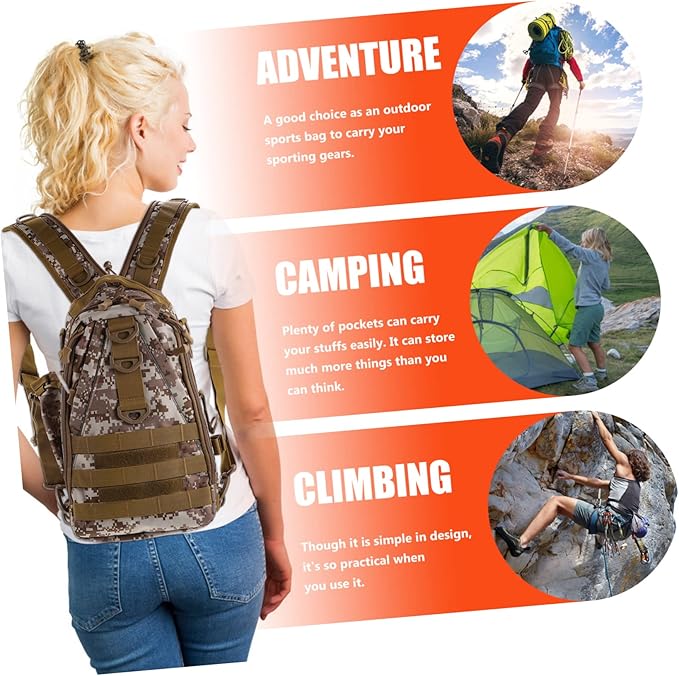 1pc Capacity Hiking Backpack Outdoor Sports Bag Straps Desert Camouflage Design for Travel and Storage