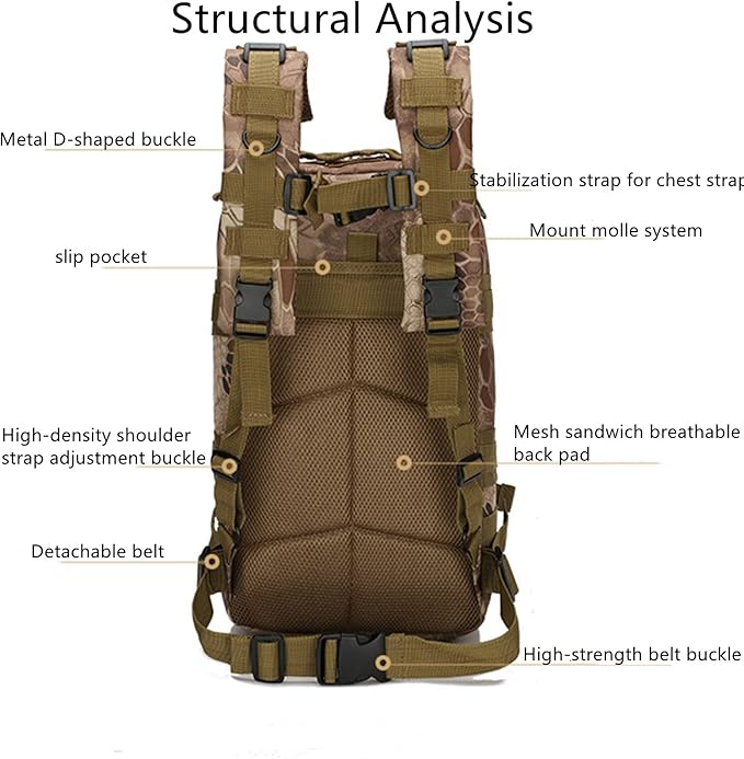 Tactical Backpack for Men 30L Small Outdoor Army Backpacks Military Rucksack Molle Bag for Sports Camping Hiking Trekking Fishing Hunting