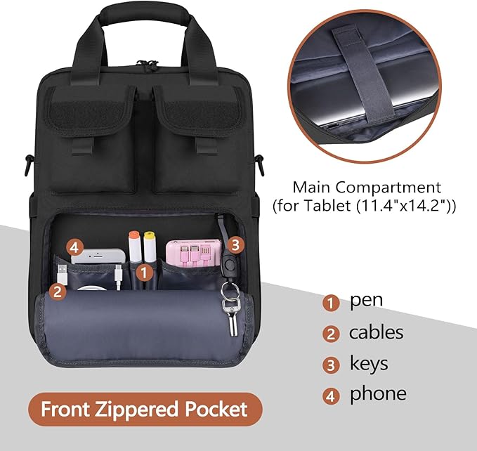 ArcEnCiel 12.9-14.2 Inch Laptop Tactical Messenger Bag Men MOLLE Sling Pack Briefcase Gear Handbags Utility Carry Satchel