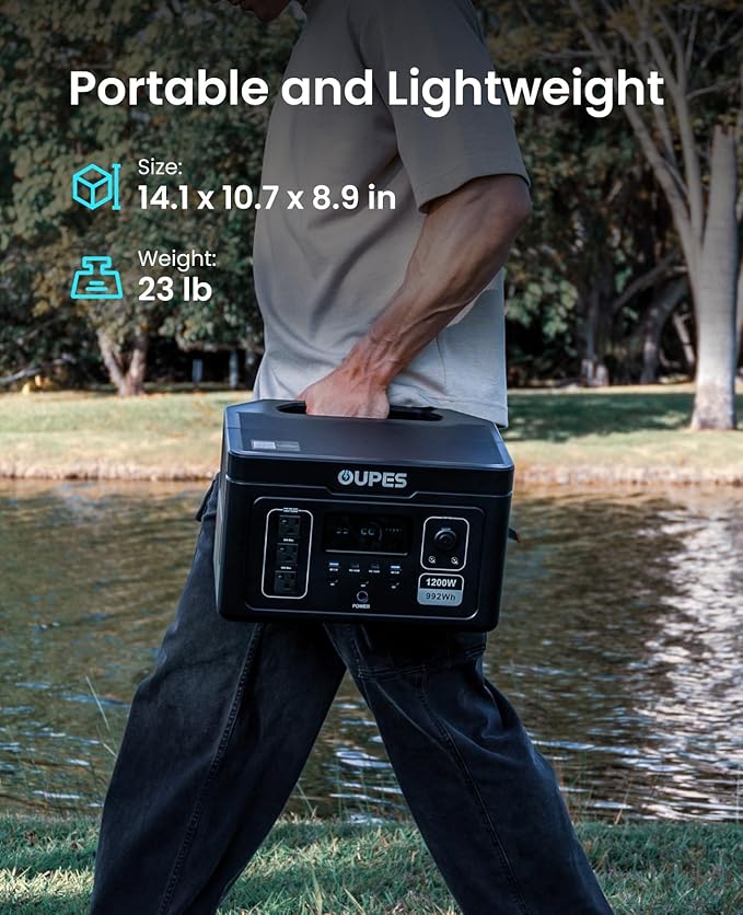 OUPES Exodus 1200 Solar Generator with 240W Panels Included – 992Wh 1200W LiFePO4 Battery Power Station with Dual PD 140W Type-C Smart App Control UPS Ideal for Camping RV Home Emergency