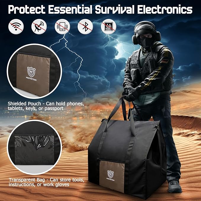 Faraday Bags 30“x24”x24“(283 Liters Capacity) for Large Generators &amp ElectronicsMilitary-Grade XXL EMF &amp RF Signal Shielding Cover for Computers TowersAnti-HackingPrivacy Protection (Waterp