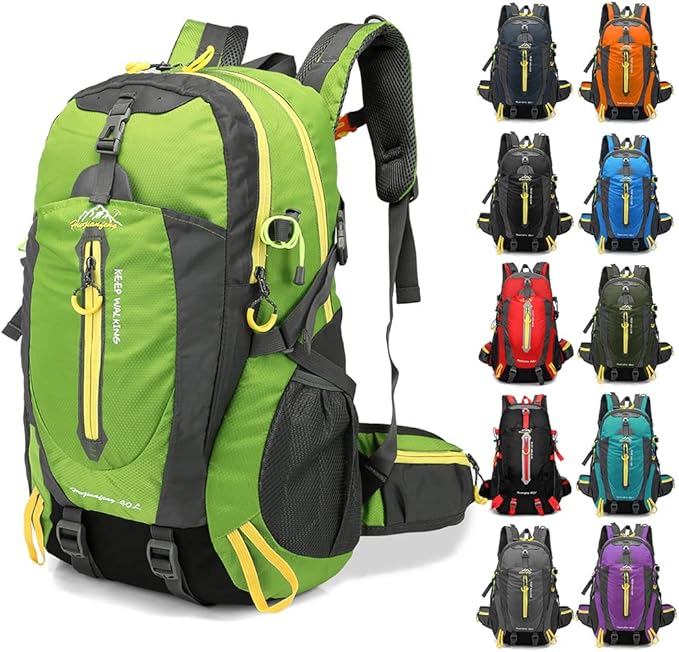 HUIOP Camping Backpack 40L Water Resistant Travel Backpack Camp Hike Laptop Daypack Trekking Climb Back Bags For Men Women