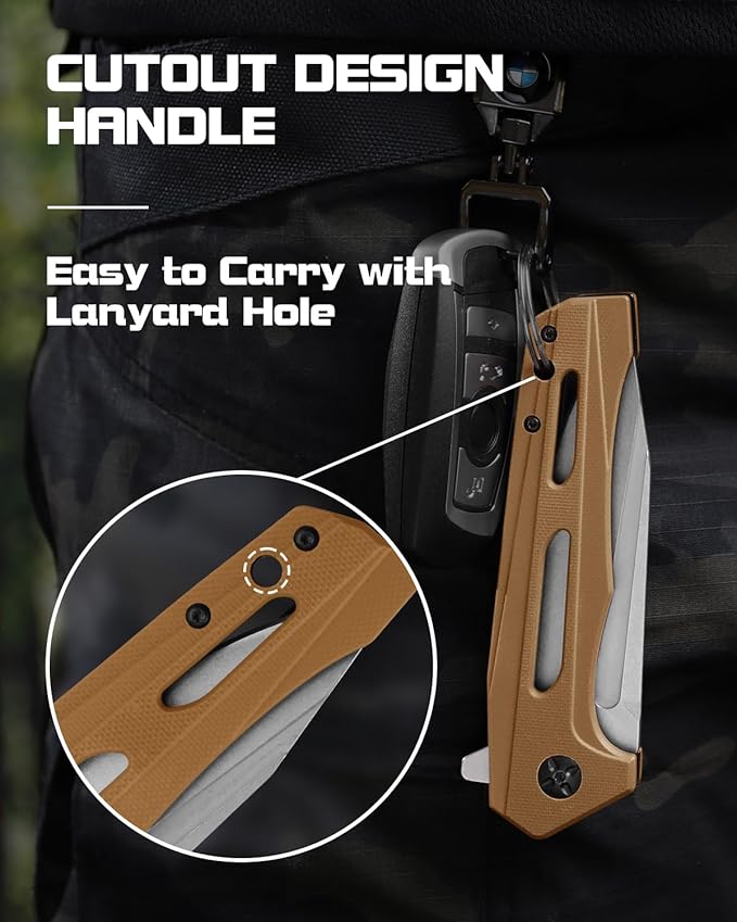 Dispatch Folding Pocket Knife with Clip 3.58 Inch 8Cr13MoV Steel Clip Point Blade with G10 Handle Tactical Pocket Knife for Men Outdoor Camping Hunting Hiking Survival Pocketknife