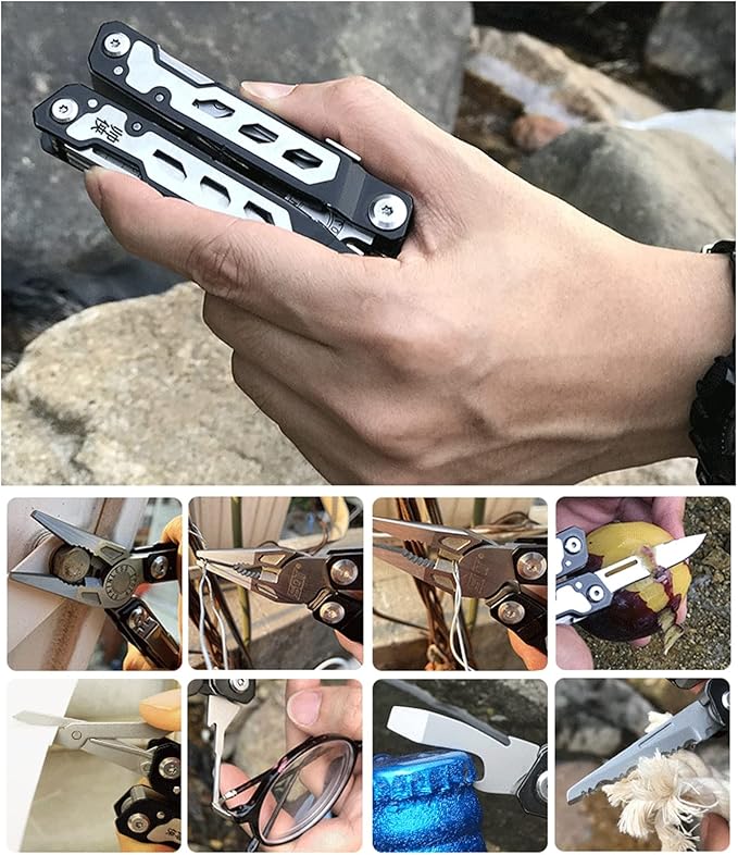 Portable Pocket Multi Tool Folding Multitool Pliers with Knife Saw Safety Lock Multi Tool for Survival Outdoor Camping Hiking Man's Gift