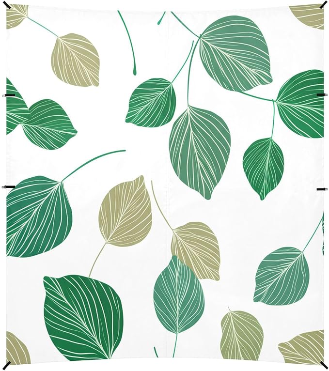 xigua Eucalyptus Leaves Beach Tent Sun Shelter with Carrying Bag - Silver Coated Oxford Fabric Beach Canopy for Beach Camping Fishing - Includes Windproof Ropes Sandbags &amp Stakes