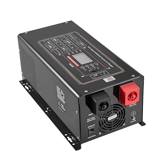 VEVOR Pure Sine Wave Inverter Charger 3000W DC 12V to AC 120V Power Inverter with LCD Display Remote Control Low Frequency for RV Camper Home Compatible with 12V LiFePO4 and Lithium Batteries