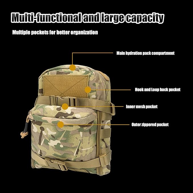Tactical Small MOLLE Hydration Pack Lightweight Waterproof Outdoor Water Bladder Carrier Pack for Hunting Camping Cycling