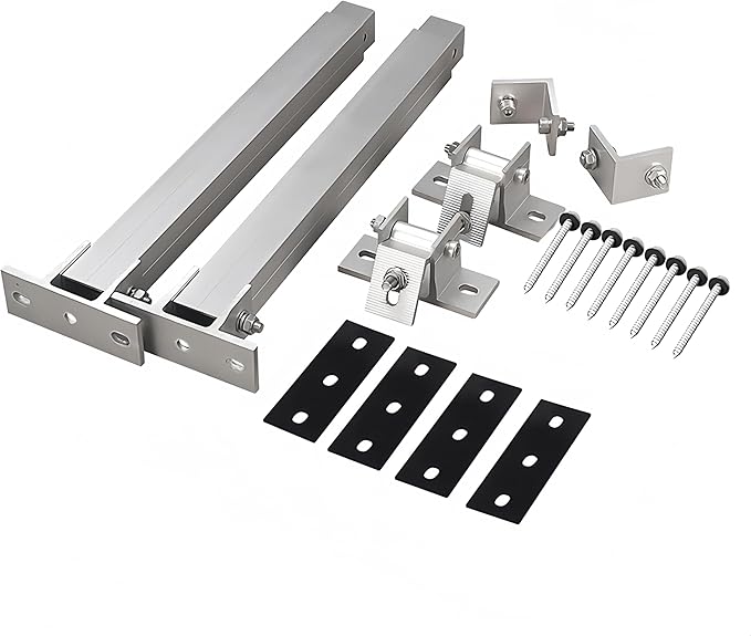 2 Set Solar Panel Tilt Mounting Brackets 15-30° Adjustable Solar Panel Stands Aluminum Alloy RV Solar Panel Ground Roof Mounting Kits for 50W 70W 100W 150W 200W 300W 400W Panels 14.1”-28.3”