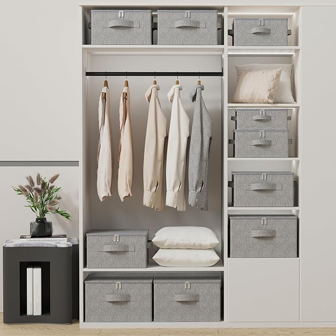 Underbed Storage Box Containers with Lid Foldable Blanket Baskets Home Underbed Organization for Organizing Clothes Shoes Pillows 17.7x13.7x9.8Inches Grey 2 Pack