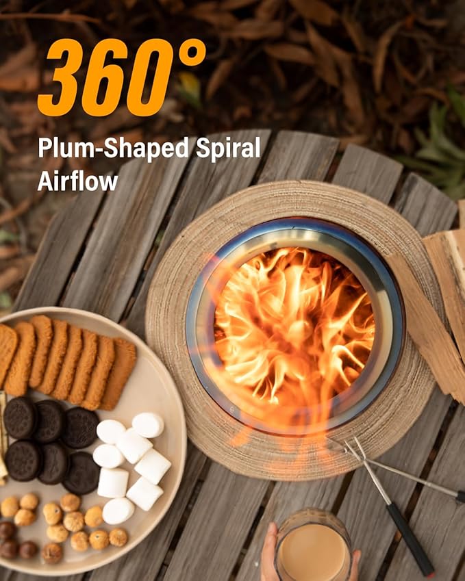 YEFU Tabletop Fire Pit 9.7 x 7.1 in Flame Intensity Control Camping Stove for Outdoor &amp Patio Fueled by Pellets or Wood Safe Burning Table Top Firepit with Travel Bag &amp 2 Mini Sticks Red