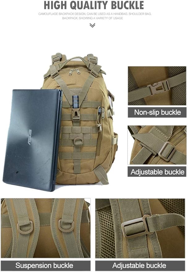 40L Camping Backpack Men's Travel Bags Tactical MOLLE Reflective Climbing Rucksack Hiking Fishing(ACU)