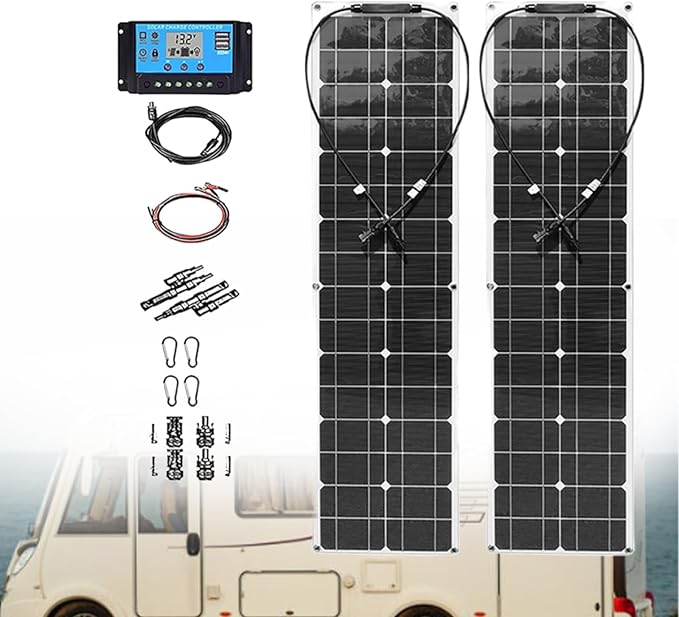 Semi-Flexible Solar Panel 200W 21V Bendable Thin Film Monocrystalline Lightweight for Off-Grid Solar Panel Kits PV Charging Power Kits &amp EcosystemWhiteSolarpanels