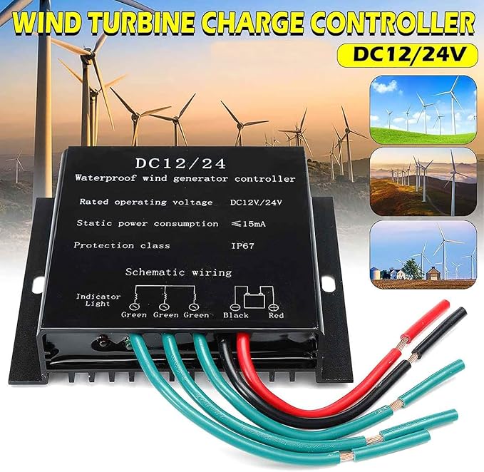 12000W Wind Turbine Charge Controller 12V 24V 48V MPPT Charger Controller IP67 Waterproof DC MPPT Charge Controller for DC Wind Turbines(Black)