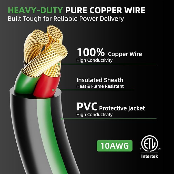 25FT Generator Extension Cord NEMA L5-30P to Triple 5-15R/5-20R 10 Gauge 30 Amp to 110V Twist Lock Power Cord with LED Indicator ETL Listed Heavy Duty Power Adapter for RV Jobsite Backup Use