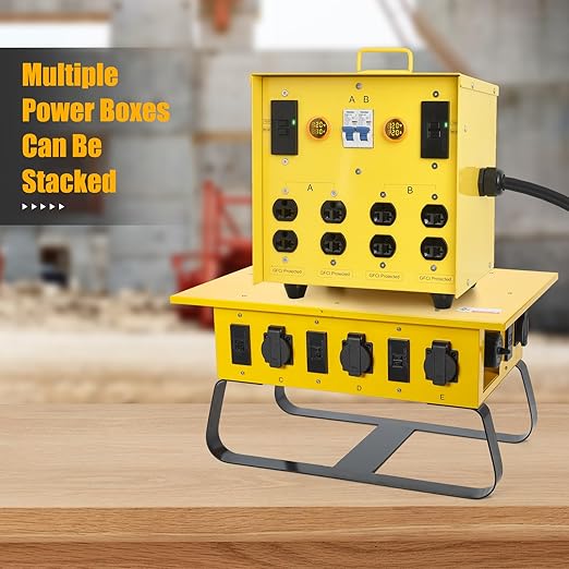 Power Distribution Box Temporary Power Distribution Center 50A California Standard Twist-to-Lock Ideal for Temporary Power Needs