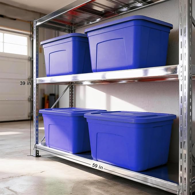 Storage Bins with Lids - Made in USA 18-Gallon (72-Quart) 4-Pack Storage Totes with Lids Plastic Stackable Containers Large Storage Boxes for Home and Office Organization Blue/Blue