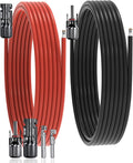 20Feet 10AWG Solar Extension Cable with Female &amp Male Connectors 6mm Solar Panel Weatherproof Wires for Solar Panels RV Marine Camper Ferry Black &amp Red PV Tinned Copper Extension Cord Kit