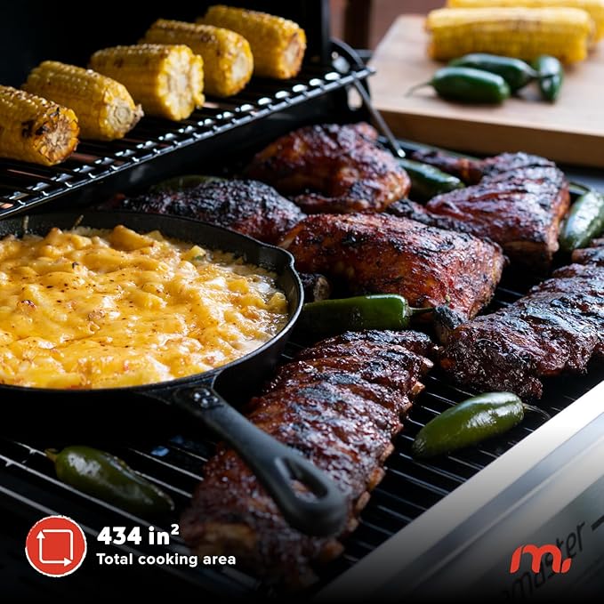 Megamaster 3-Burner Propane Gas Grill with Folding Side Tables 30000BTUs 429.81 sq. in. Cooking Space Stainless Steel Control Panel Outdoor Kitchen Grill for BBQs Patios and More - 720-0988EA