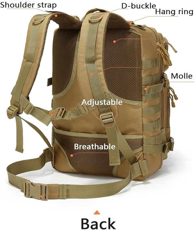 New Men Tactical Backpack 50L Capacity Waterproof Outdoor Sport Hiking Camping Hunting Backpack Bags for Men(B)