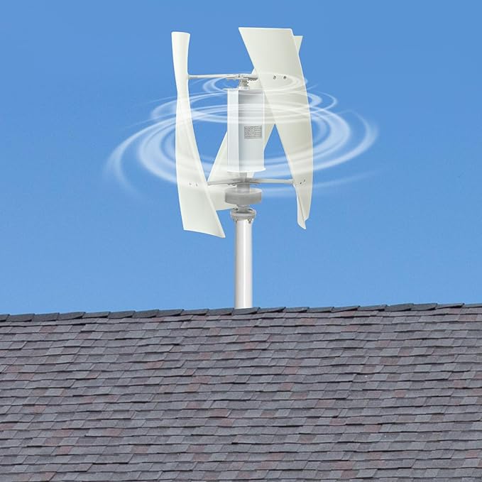 100W Vertical Axis Wind Turbine Generator Permanent Magnet Generator with Intelligent Controller Low Noise Helical Design Windmill for Home Boats Street Lighting (12V100WStyle 3 White)
