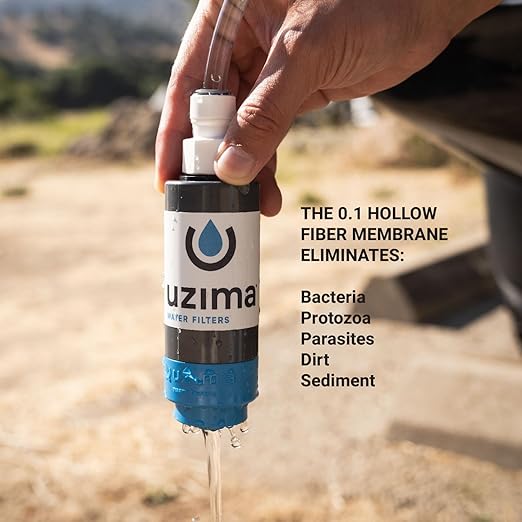 Uzima UZ-1 Water Filter Cartridge Replacement | Gravity Water Filter for UZ-2 UZ-BP D-Prep | 0.1 Micron Standalone Purifier for Emergency Survival Camping Bug Out Bag