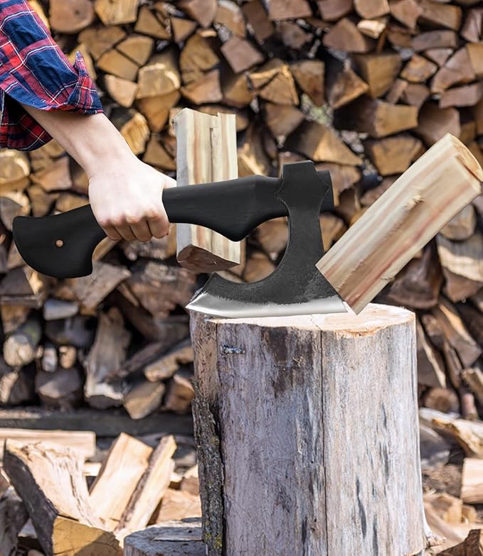 JXE JXO 13 Inch Hatchet Camping Hatchet 1065 High Manganese Steel Hickory Handle Tomahawk Axe with Leather Sheath