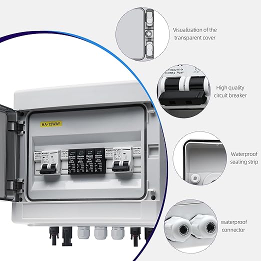 PV Solar Combiner Box25A 500V Junction Box IP65 Waterproof 2 String 2 in 2 Out PV Combiner Box for Solar Panel