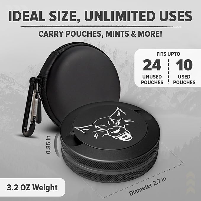 Premium Zyn Metal Can - Waterproof Moisture &amp Odor Proof - Metal Zyn Container - Dip Can Zyn Tin Zyn Holder with Knurled Edges Aluminum Zyn Can &amp Organizer