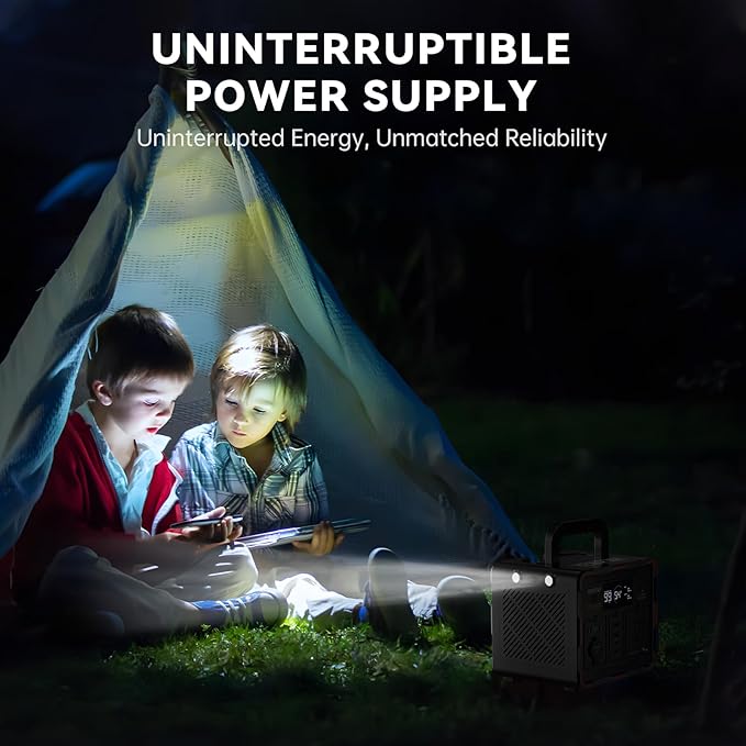 300W Portable Power Station Solar Generator 259Wh 70000mAh LiFePO4 Battery with 65W USB-C PD&ampPure Sine Wave AC Solar Charging for CampingHome BackupEmergency Power(SOS Light &amp LCD Displa