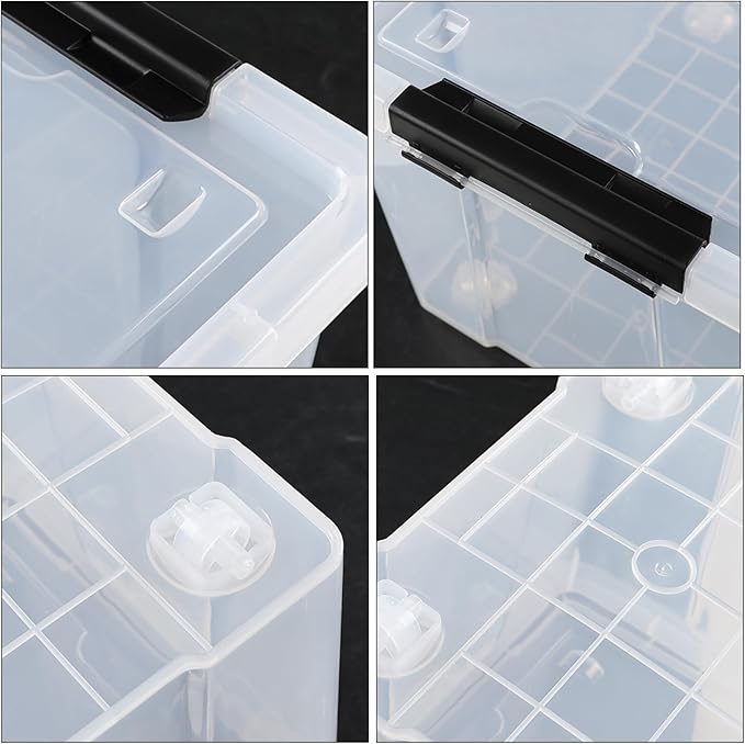 Sandmovie 4 Packs 50 Quart Large Plastic Clear Storage Box with Wheels Clear Totes for Storage with Lids