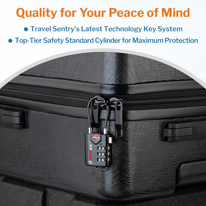 Open Alert TSA Approved Luggage Locks 6 Pack Easy Read Dials with Alloy Body.