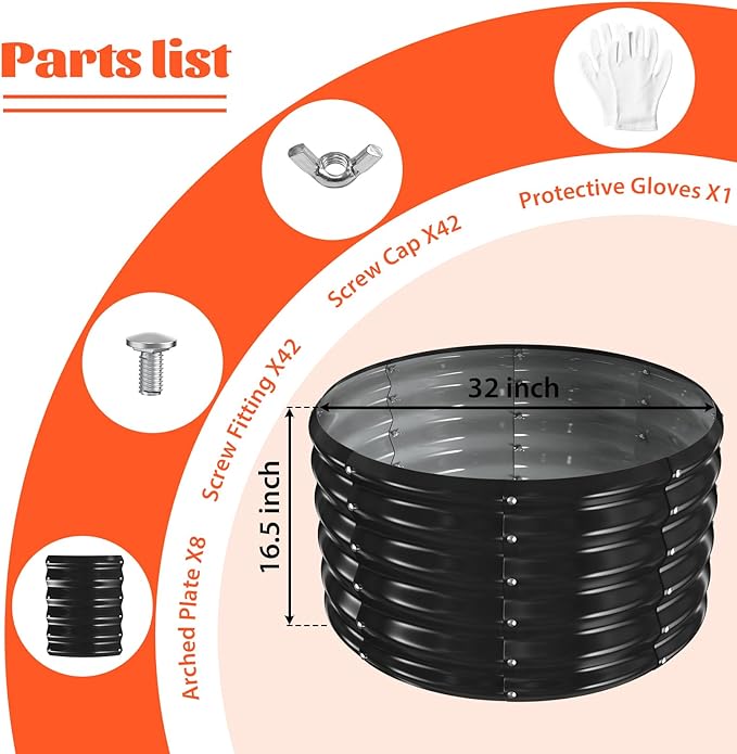 YSEJOMP 32 Inch Round Galvanized Fire Pit Ring/Fire Ring - Foldable and Perfect for Outdoor Gatherings and Campfires in The Yard/Garden/Park/Beach (Black+Gray 2.7 FT Diameter+1.5 FT Tall)