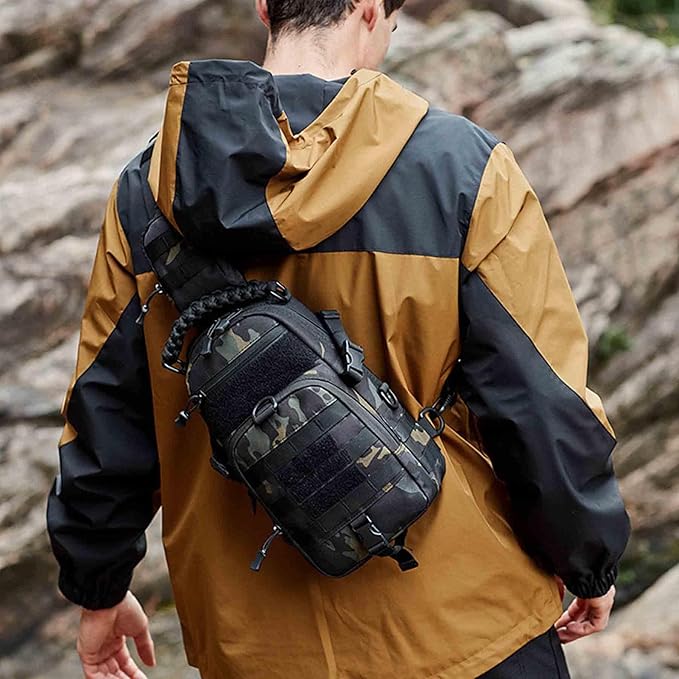 Small Sling Bag for Men Tactical Chest Shoulder Backpack MOLLE EDC Fanny Crossbody Pack toolbag