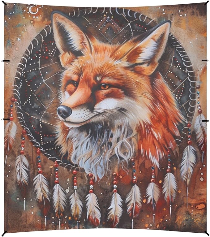 ALAZA Fox Dreamcatcher Beach Tent Sun Shelter Portable Canopy Sunshade for Outdoor Camping Picnics Backyard Fun 10x9 ft
