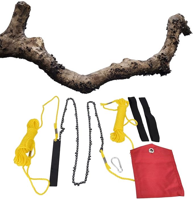 48 Inch Rope Saw 63 Teeth High Limb Rope Saw Hand Pulled Saw Chain Folding Pocket Chainsaw Limb Saw Hand Saws for Tree Trimming