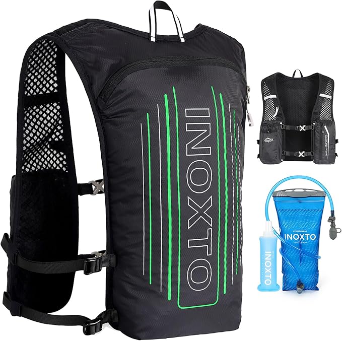 INOXTO Running Hydration Vest BackpackLightweight Insulated Pack with 1.5L Water Bladder Bag Daypack for Hiking Trail Running Cycling Race Marathon for Women Men