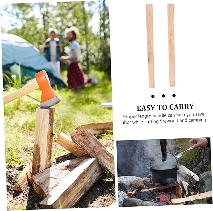 2pcs Hatchet Handle Replacement Flat Wooden Broad Handle Easy to Install Comfortable Grip for Camping Shockproof and -Skid for Users