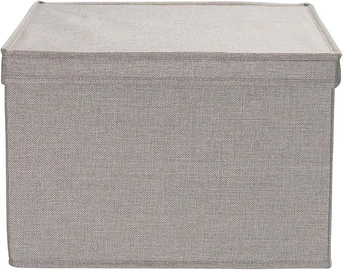 Household Essentials Jumbo Fabric Storage Bins 2 Pack Sturdy Sides and Reinforced Bottom Luxe Fabric Poly Linen Gray