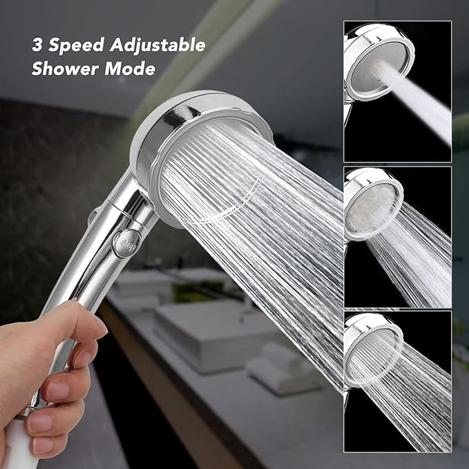 Portable Camping Shower Outdoor Camp Shower Pump 3 Speed Adjustable Electric Rechargeable Portable Outdoor Shower Head for Camping Hiking Traveling(Blue)