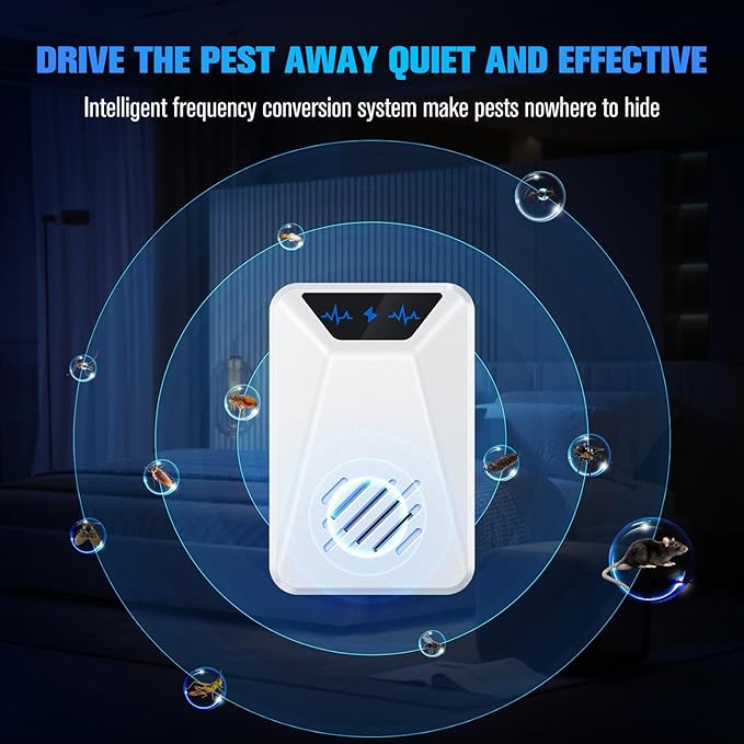 6 Packs Ultrasonic Pest Control Repeller Electronic Pest Repellent Plug in Indoor for Insect Roaches Spider Ant Bug Mosquito Rat Mouse Repellent for House Home Kitchen Garage