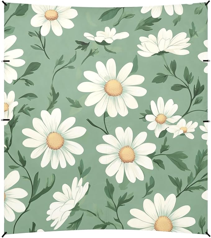 ALAZA Daisy Spring Flowers Vintage Green Beach Tent Sun Shelter Portable Canopy Sunshade for Outdoor Camping Picnics Backyard Fun 10x9 ft