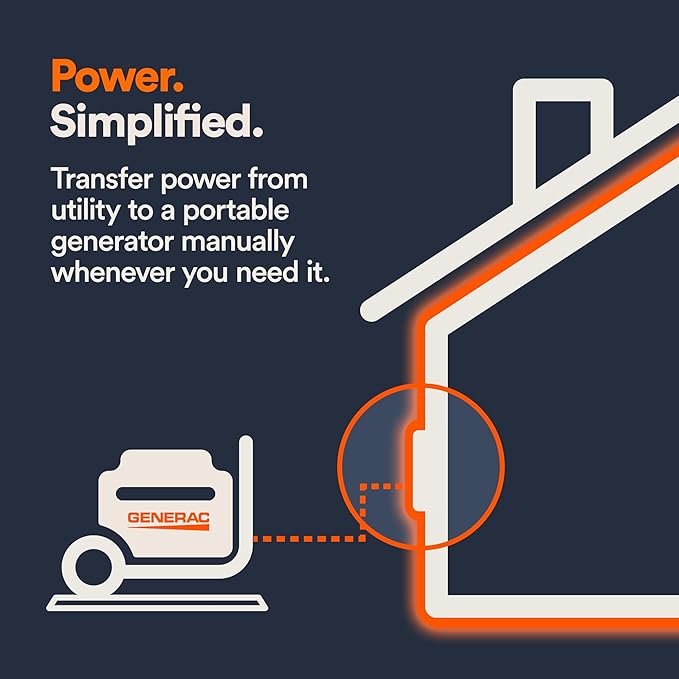 Generac 6854 HomeLink Upgradeable 30 Amp Transfer Switch Kit - Convenient and Reliable Power Solution for Homes - 10' Cord and Aluminum Power Inlet Box