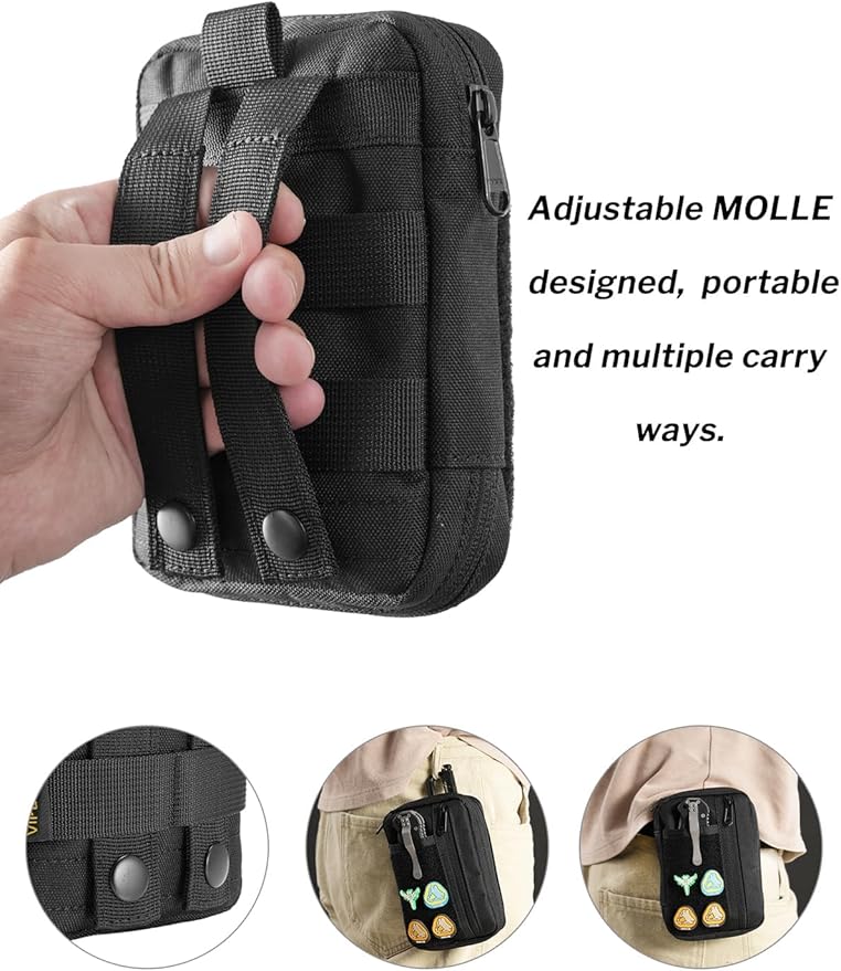 VIPERADE VE30 Molle Pouches Small EDC PouchCompact Belt Pouch for MenEDC Pouch Pocket Organiser with Patches AreaAdjustable Molle Backpack Pack Pocket for Camping Bush Craft/Hiking/Traveling