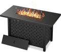 Vongrasig 43 Gas Fire Pit for Outside 50000 BTU Outdoor Propane Fire Pit Table with Lid &amp Lava Rock Steel Rectangular Fire Table for Patio Backyard Deck Garden Black