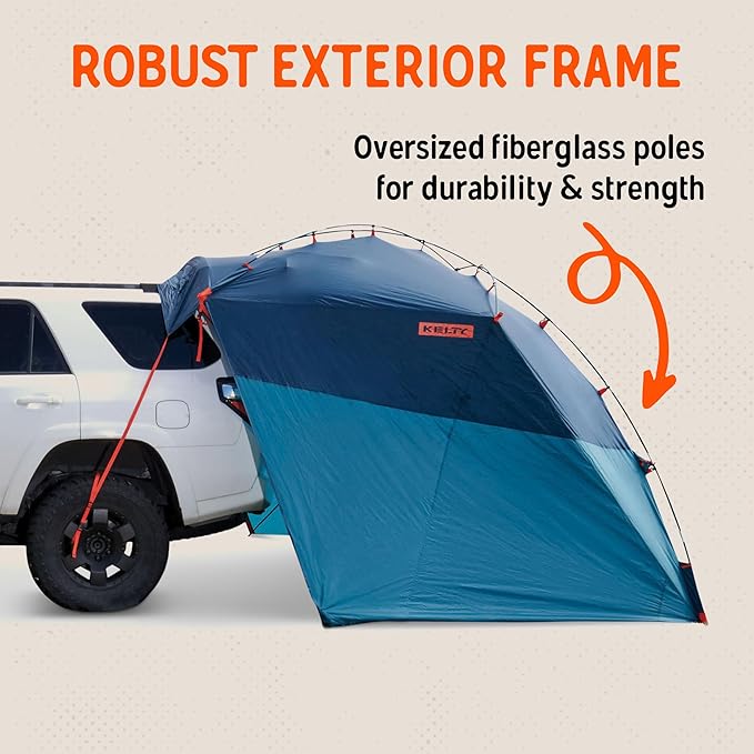 Kelty Highroads Overlanding Shelter - Universal Mount Car Camping Tent with Large Zippered Entry Aluminum Frame Adjustable Walls and Windows UV Protection Rainproof Stuff Duffel Included 2024