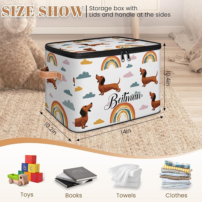 Storage-Bins with Lids Handle Customized Stackable-Storage-Bin for Kids-Boys-Girls-Toys Cube Collapsibl Basket Dog