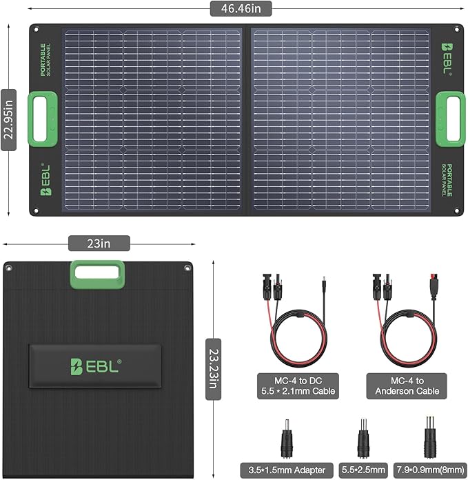 EBL 519Wh Solar Generator Kit 500W(Peak 1000W) Portable Power Station with 100W 20V Solar Panel Backup Battery Power Supply for RV/Van Camping Fishing Climbing Road Trip Home Use