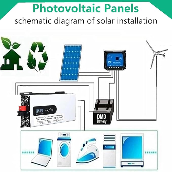 High Power Pure Sine Inverter Voltage Converter 5000W 6000W 8000W Solar Inverter 12V 24V 48V 60V 72V DC to 110V 220V AC Car Inverter Home Transformer with Display for Auto Trucks~/