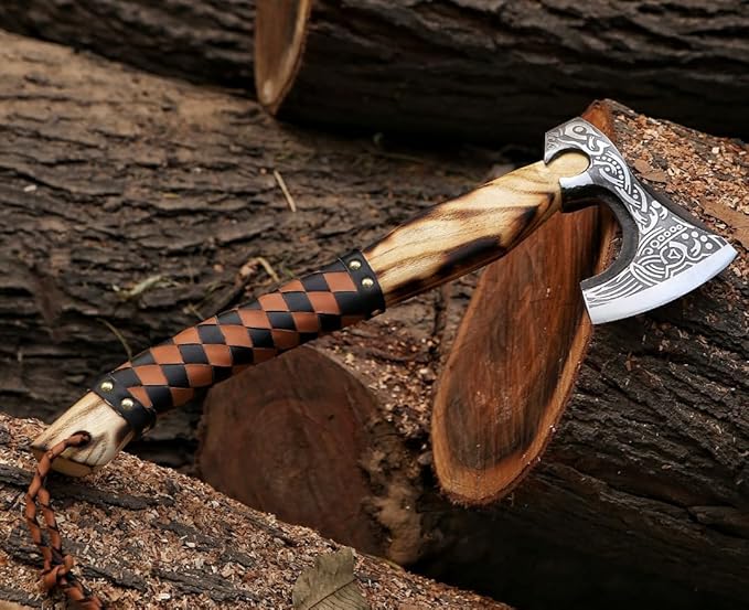 Handmade Carbon Steel Viking Axe Blade Smith Custom Gift Forged Carbon Steel Viking Axe Ash Wood Handle Viking Bearded Camping Axe Best Birthday Gift by Empire Indutry